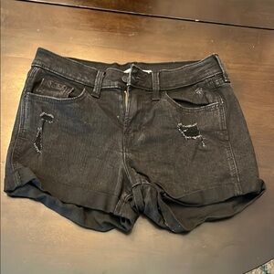 Old Navy Black “Boyfriend Mid-Rise” Shorts with Distressed Details